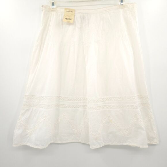 St John's Bay A-line cotton skirt Size 16 white lace crochet coquette romantic - Picture 5 of 13
